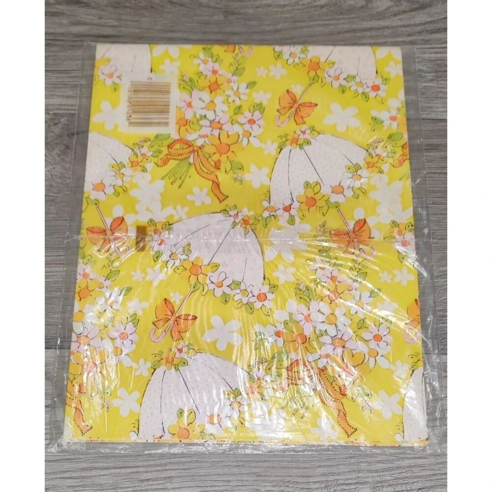 VTG American Greetings Bridal Shower Gift Wrap Paper Umbrellas Retro 60s, 70s